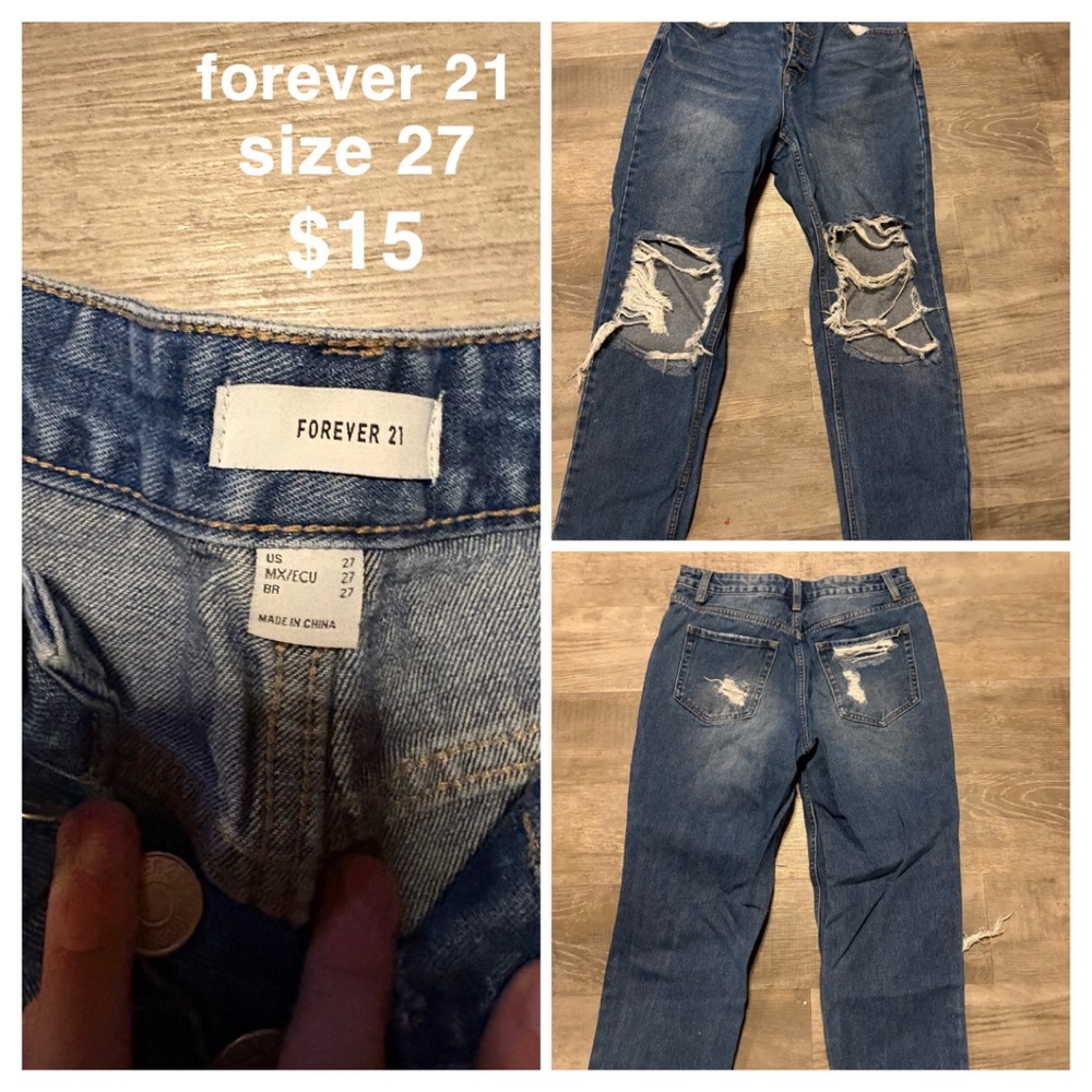 Forever 21 Ripped Denim Jeans